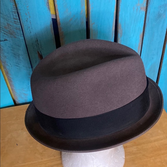Vintage Goorin Bros. gray wool felt Fedora Hat size large black band made in USA - Picture 3 of 9